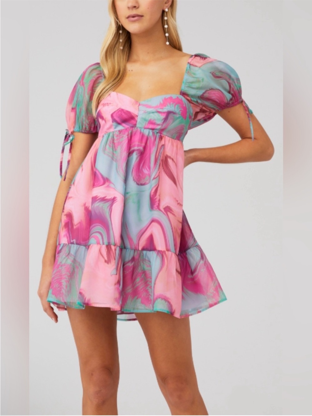 New Amanda Uprichard Sicily Mini Dress Mystic Pink Blue size XS